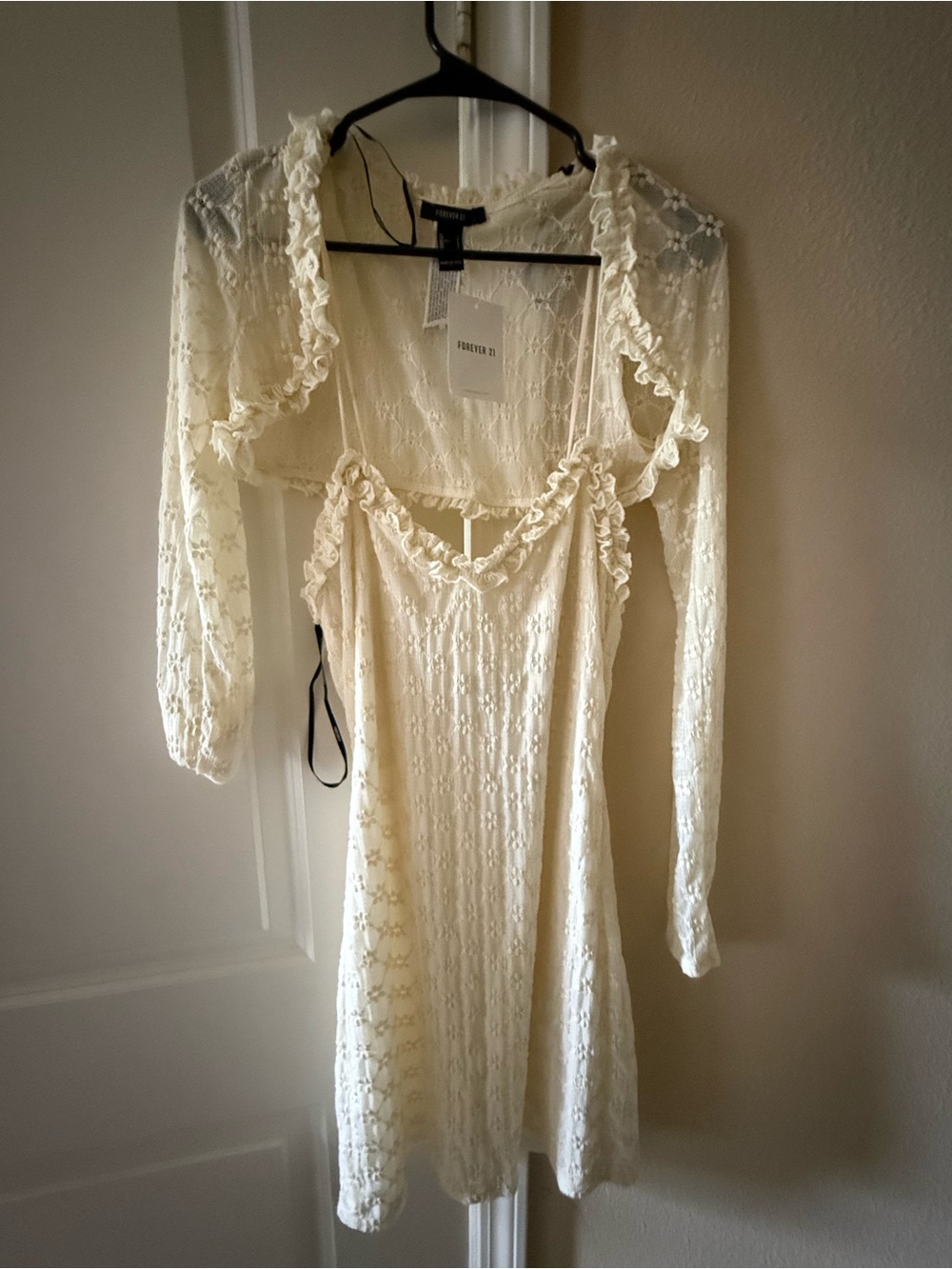 Forever 21 Cream Lace Ruffle Slip Dress with Matching Lace Bolero